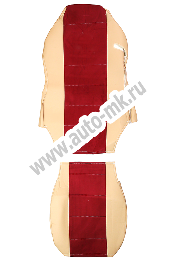 Чехлы эконом КАМАЗ NEO (К71)  бежевая кожа + красная антара 0768 (2) Арт. 21453