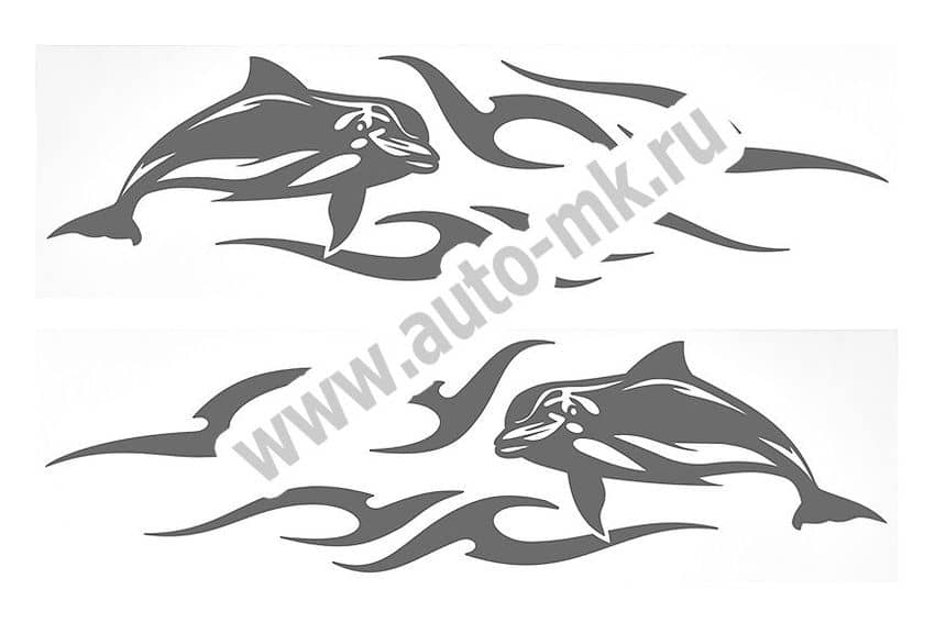 Наклейка уголок  Дельфин  нар внутр 32 42 серебро к-т. Арт. 14310