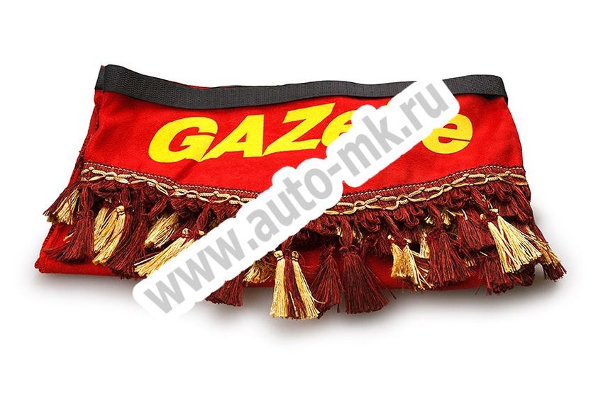 Ламбрекен лобового стекла с углом ГАЗЕЛЬ (польская ткань) красный (2) Арт. 10801