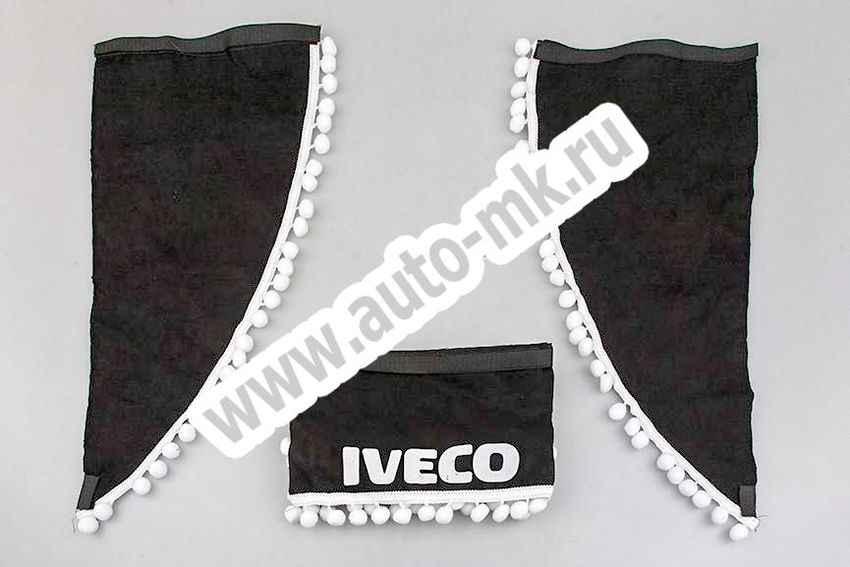 Ламбрекен лобового стекла с углом IVECO (польская ткань) черный (1) Арт. 10825