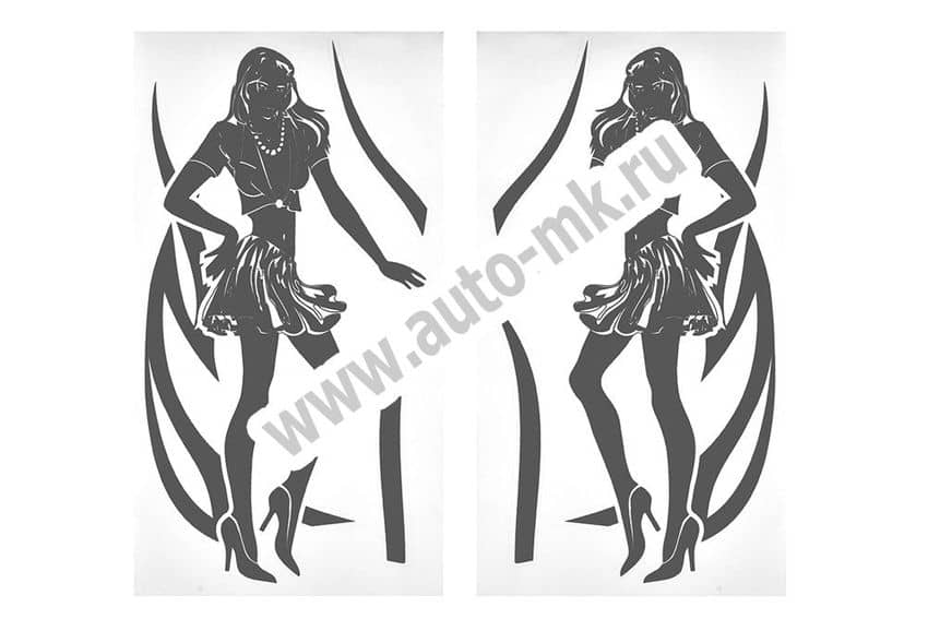 Наклейка уголок  Девушка №2  нар внутр 30 44 серебро к-т. Арт. 14306