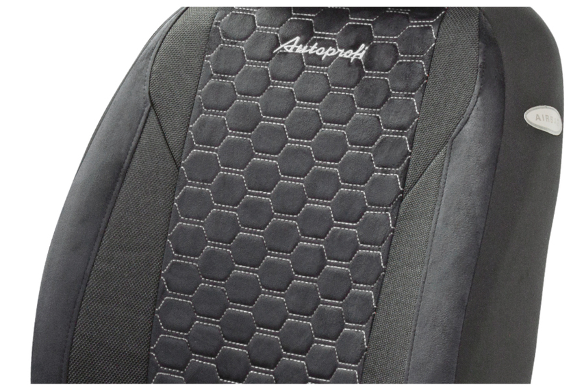 Авточехлы ALCANTARA, материал алькантара с контрастной прострочкой ALC-1505 BK GY (3) Арт. ALC-1505BK GY