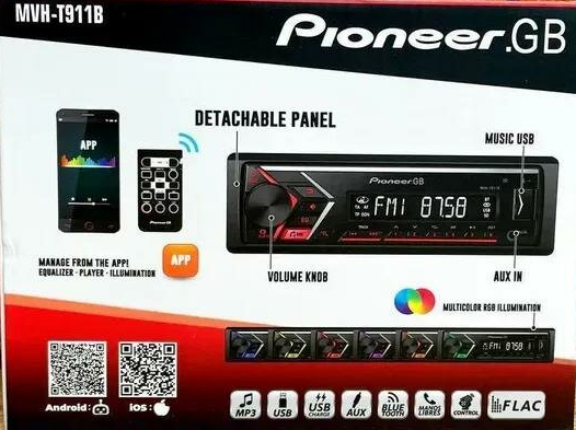 Автомагнитола Pioneer , 1DIN, Bluetooth, USB, AUX, ИК-пульт (1) Арт. MVH-T911B