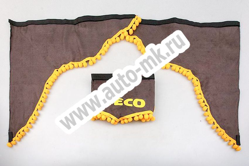 Ламбрекен лобового стекла с углом IVECO (польская ткань) серый (1) Арт. 10826