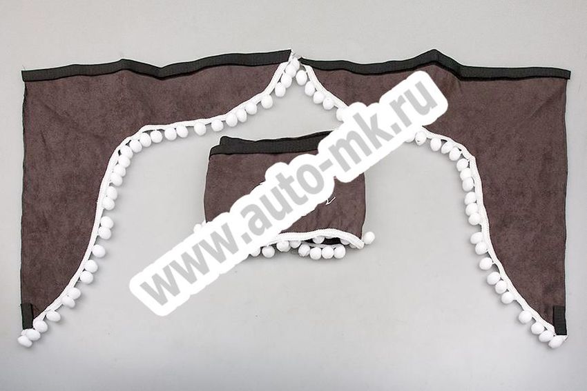 Ламбрекен лобового стекла  с углом ОРЕЛ (польская ткань) серый (2) Арт. 10809