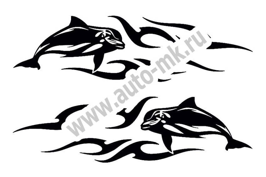 Наклейка уголок  Дельфин  нар внутр 32 42 черный к-т. Арт. 14311