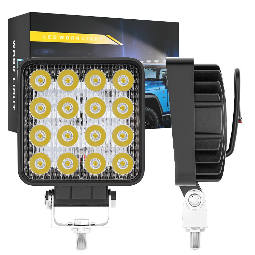 Фонарь светодиодный квадратный 16LED 48W (фара рабочего света) 9-80 Вольт, 32MM 1 шт. (1) Арт. КВ-16