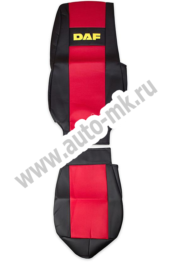 Чехол-сиденья ЭКО КОЖА (красный) DAF XF105 (новый  2012) (2 ремня) (3) Арт. 16824