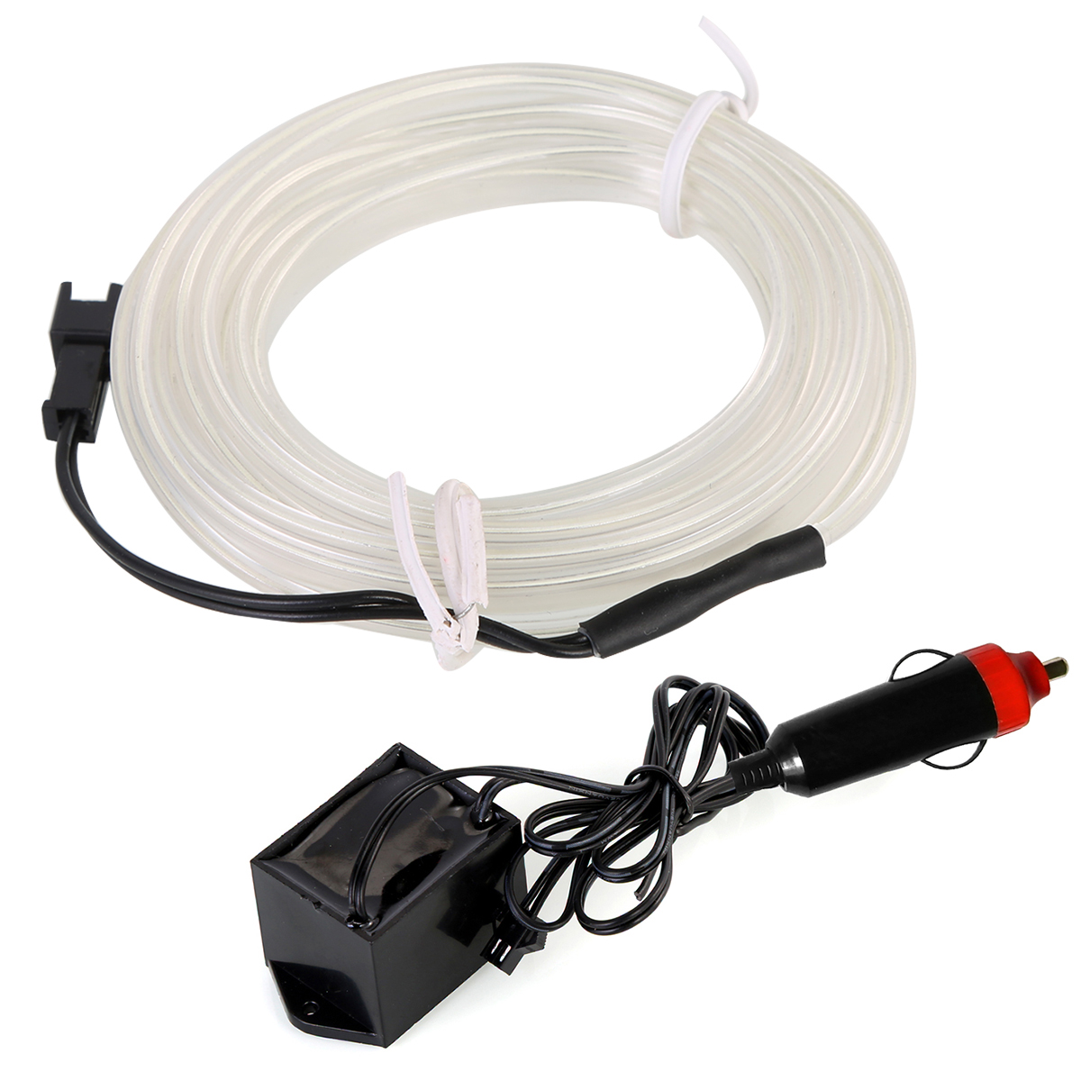 Неоновая нить для подсветки салона, плоская, 24 В, 5 м, с адаптером питания,белая