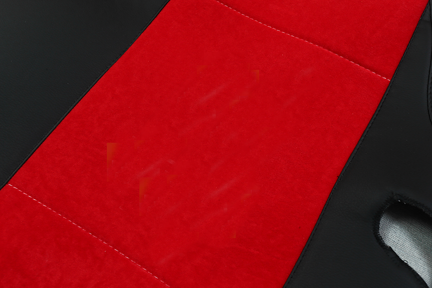 Чехлы эконом КАМАЗ NEO (К71)  черная кожа + красная антара 0772 (3) Арт. 23162