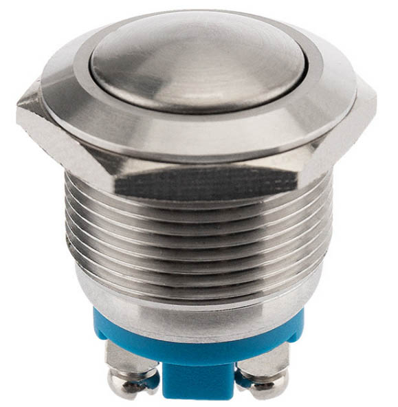 Кнопка антивандальная без фиксации большая хром 19 мм (1) Арт. 36-3411