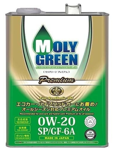 Масло моторное MOLYGREEN PREMIUM 0W-20 SP GF-6A (4.0) Арт. 0470168