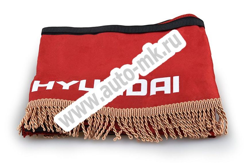Ламбрекен лобового стекла с углом HYUNDAI (польская ткань) красный (2) Арт. 13482