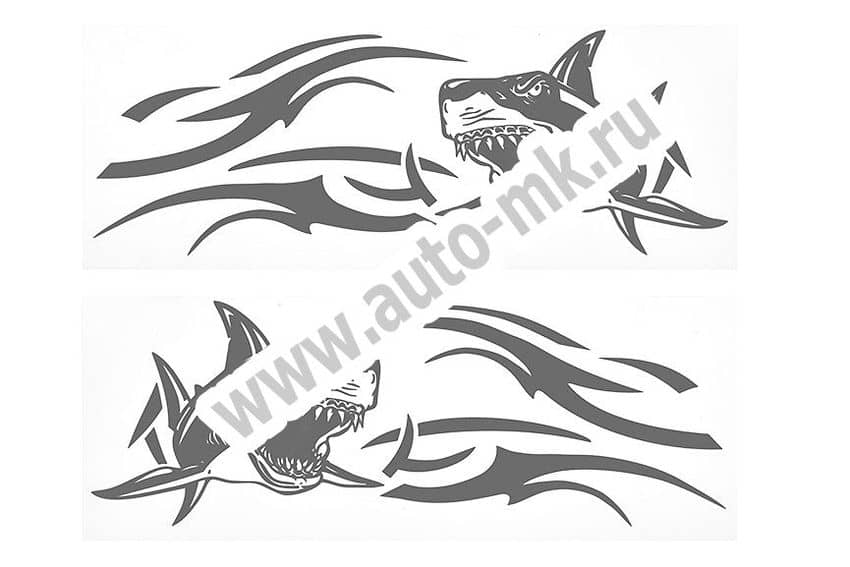 Наклейка уголок  Акула  нар внутр 46 40 серебро к-т. Арт. 14291
