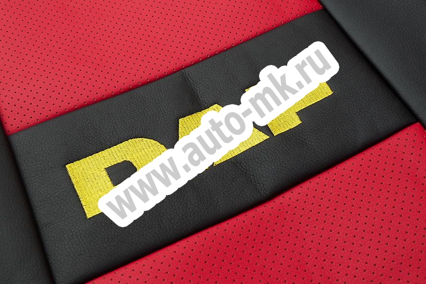 Чехол-сиденья ЭКО КОЖА (красный) DAF XF105 (новый  2012) (2 ремня) (2) Арт. 16824