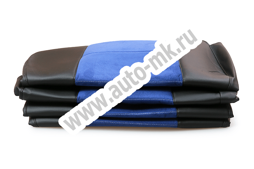 Чехлы эконом КАМАЗ К5 (К73)  черная кожа + синяя антара 69417 (66308) (1) Арт. 21452