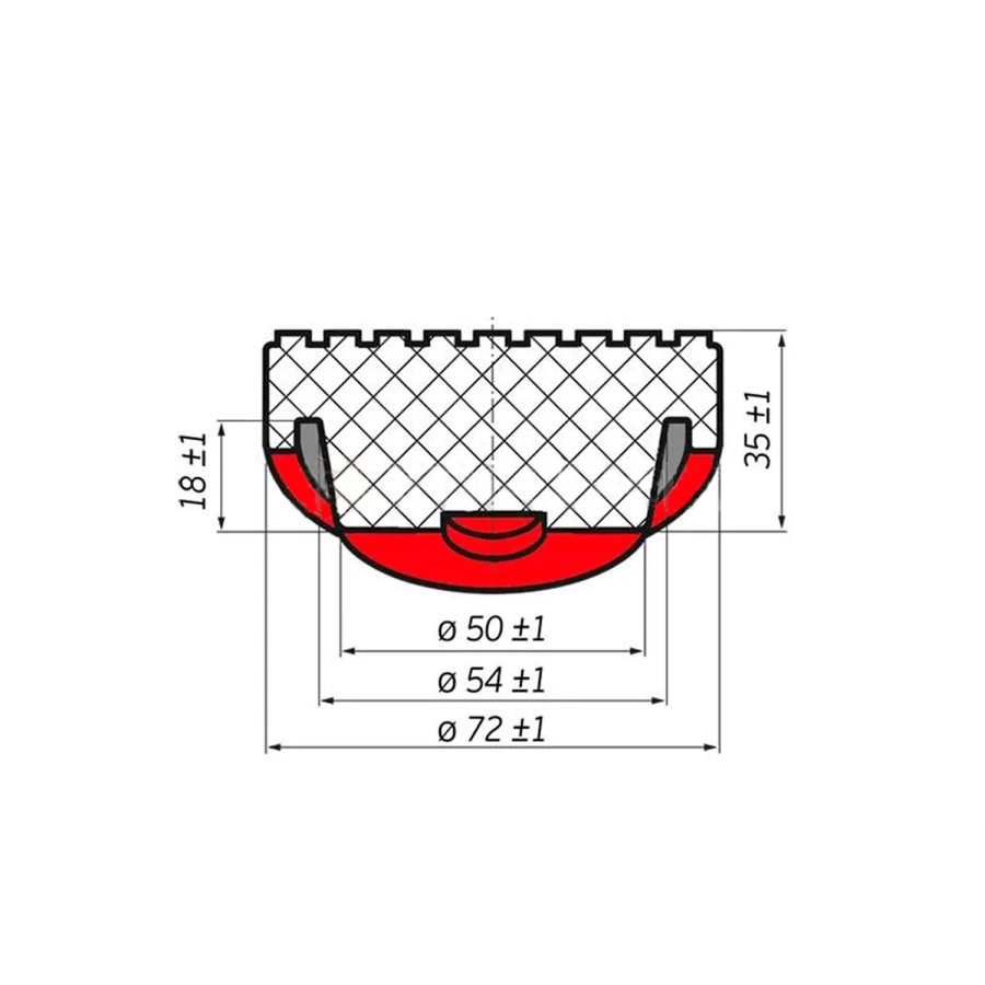Опора резиновая для подкатного домкрата AVS RFJ-50 (D-72 50 мм, H-35 мм) (2) Арт. A40256S