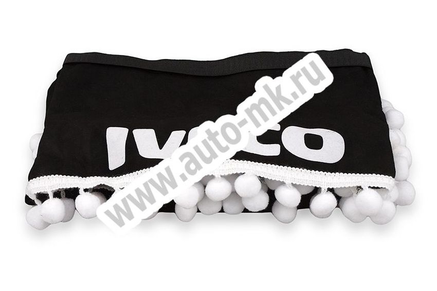 Ламбрекен лобового стекла с углом IVECO (польская ткань) черный (2) Арт. 10825