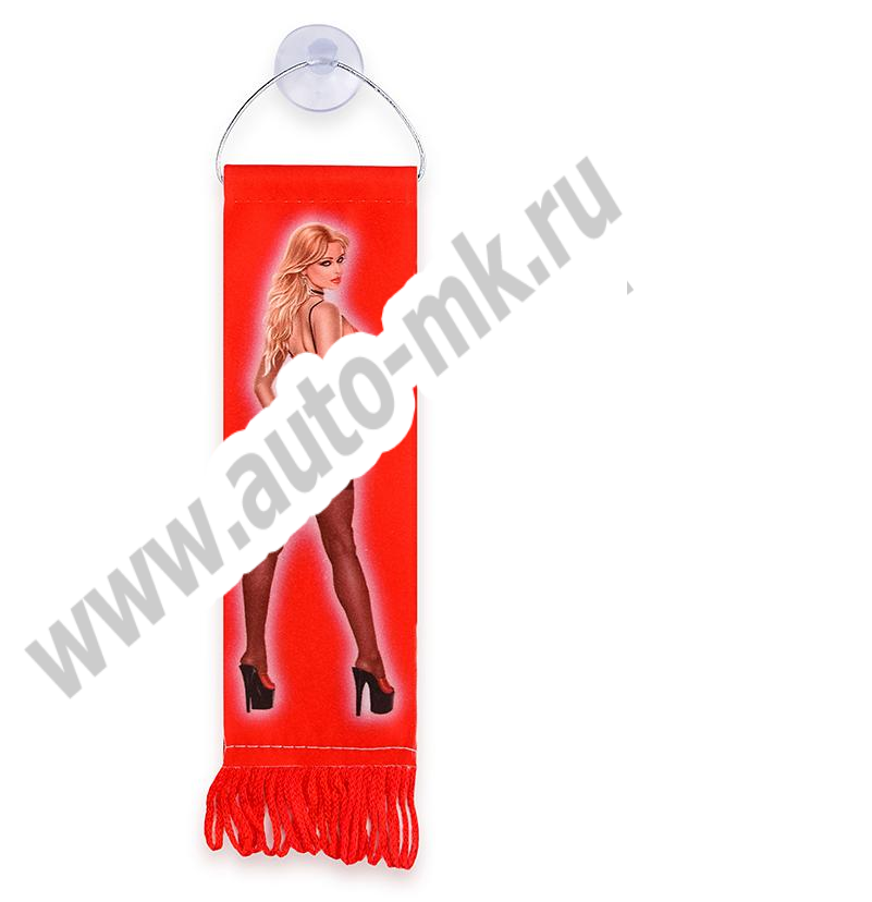 Вымпел  МАЗ и девушка (5,5х20см) бахрома красный (2) Арт. 10173