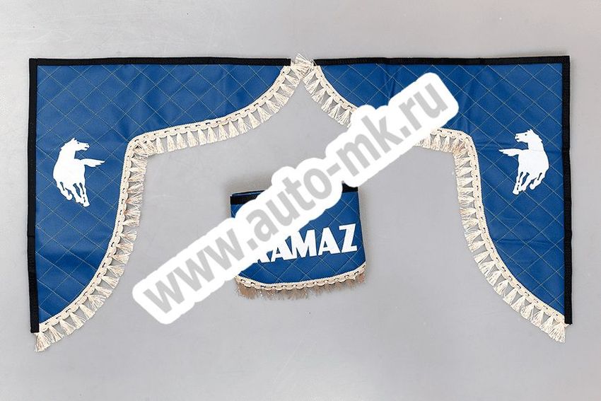 Ламбрекен лобового стекла с углом КАМАЗ эко-кожа (синий) (1) Арт. 19953