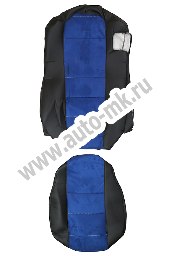 Чехлы эконом КАМАЗ К5 (К73)  черная кожа + синяя антара 69417 (66308) (2) Арт. 21452