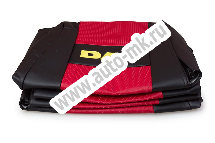 Чехол-сиденья ЭКО КОЖА (красный) DAF XF105 (новый  2012) (2 ремня) (1) Арт. 16824