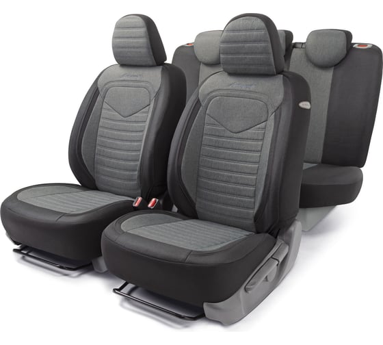 Авточехлы LINEN, материал лён крупного плетения, 5 мм поролон, LIN-1505 BK D.GY (1) Арт. LIN-1505BK D.GY