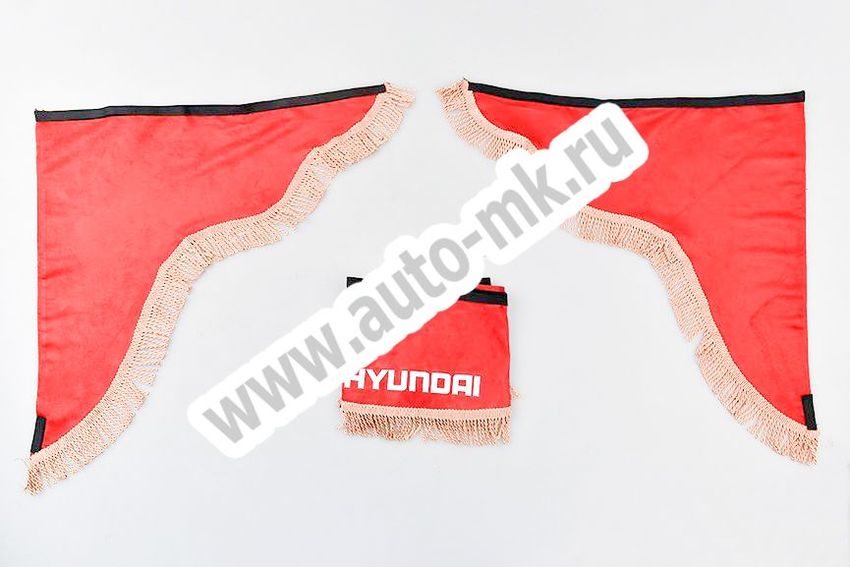 Ламбрекен лобового стекла с углом HYUNDAI (польская ткань) красный (1) Арт. 13482
