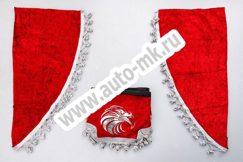 Ламбрекен лобового стекла с углом ОРЕЛ красный (1) Арт. 10873