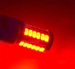 Автолампа 12V алюминевая 33SMD линза красная 1 контактная (2) Арт. 1156