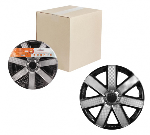 Колпаки колесные 13   Гелакси Т  карбон, серебристо-черный цвет AIRLINE комплект 2 штуки (2) Арт. AWCC-13-18