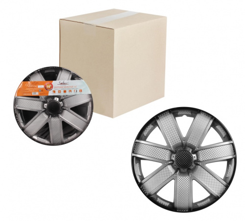 Колпаки колесные 13    Гелакси +  карбон, серебристо-черный цвет AIRLINE комплект 2 штуки (2) Арт. AWCC-13-15