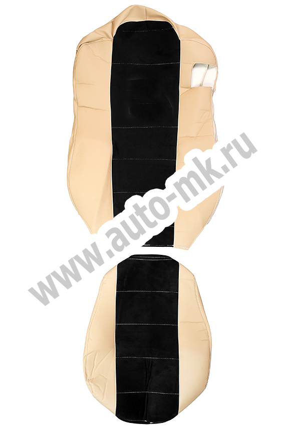 Чехлы эконом КАМАЗ К5 (К73)  бежевая кожа, черная антара (2) Арт. 21449