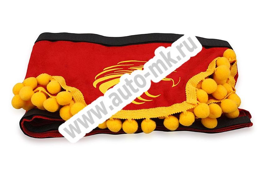 Ламбрекен лобового стекла с углом ОРЕЛ малый красный (польская ткань) красный (2) Арт. 10783