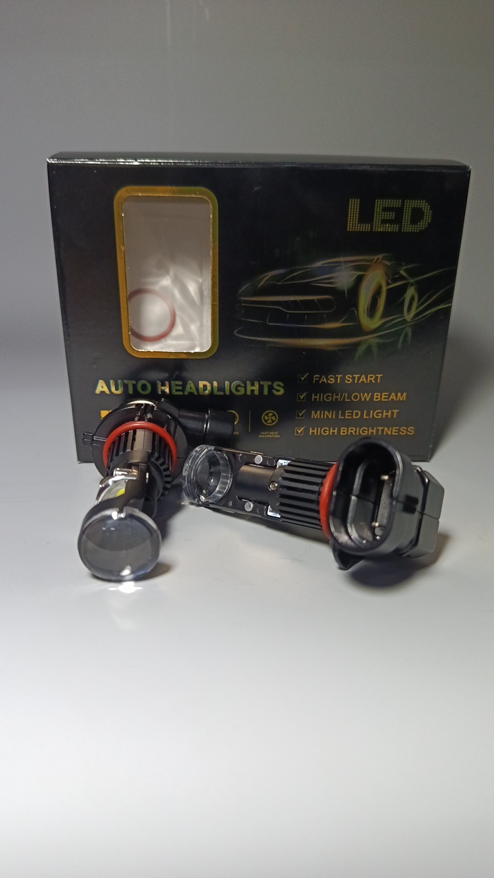 Комплект светодиодных ламп 9006 HB4 без проводов mini линза 12-24V  к-т (3) Арт. MINI-HB4