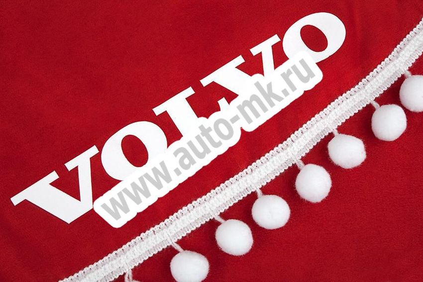 Ламбрекен лобового стекла с углом VOLVO (польская ткань) красный (2) Арт. 10799