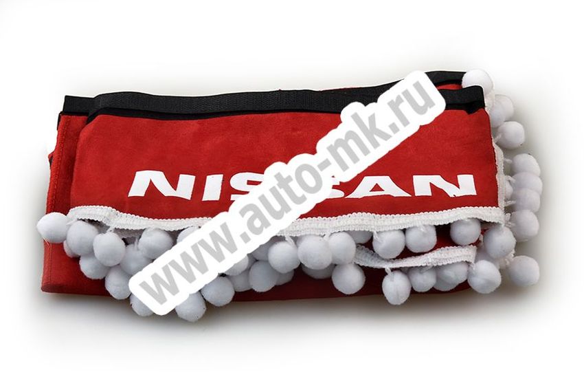 Ламбрекен лобового стекла с углом NISSAN (польская ткань) красный (2) Арт. 13490