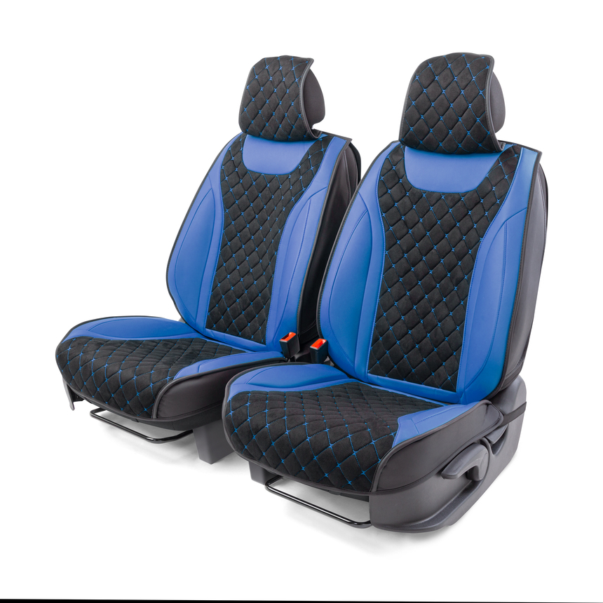 Каркасные 3D накидки на передние сиденья  Car Performance , 2 шт., экокожа алькантара CUS-3044 BK BL (1) Арт. CUS-3044BK BL
