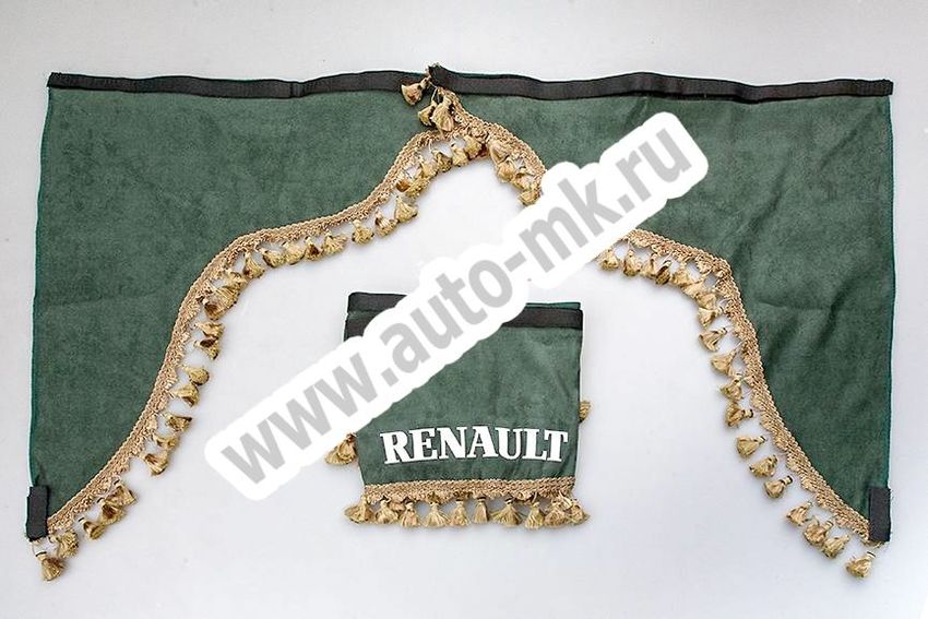 Ламбрекен лобового стекла с углом Renault (польская ткань) зеленый (1) Арт. 10796
