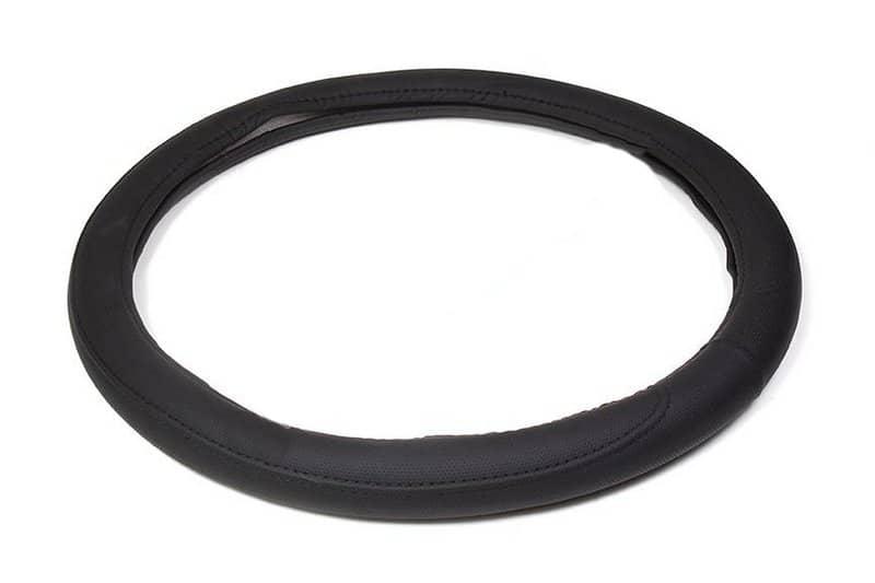 Оплетка на руль 45 см кожа черная синяя 6153