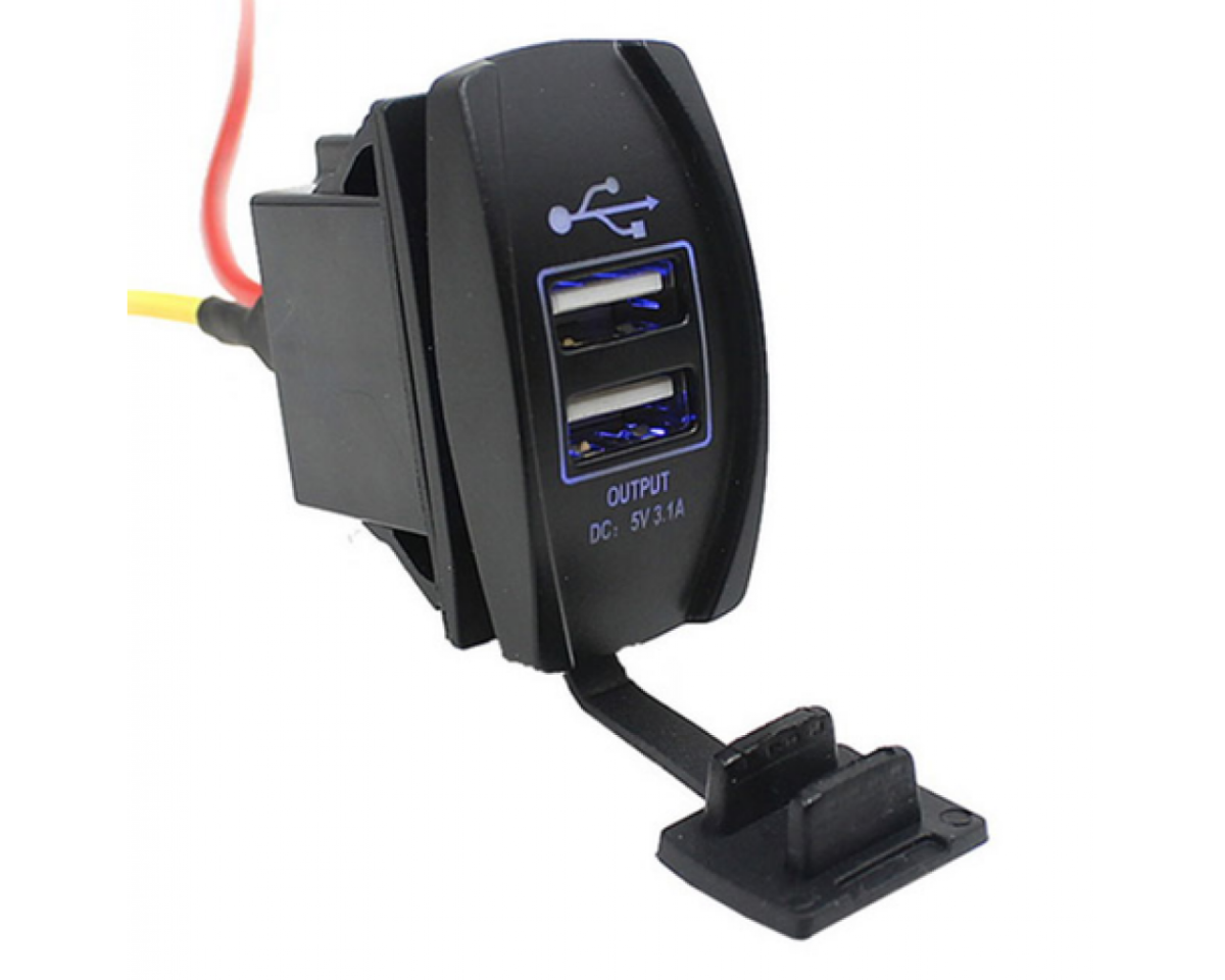 Розетка USB встраиваемая в авто 12V   24V (5V, 2.1А + 1А) вместо клавиши
