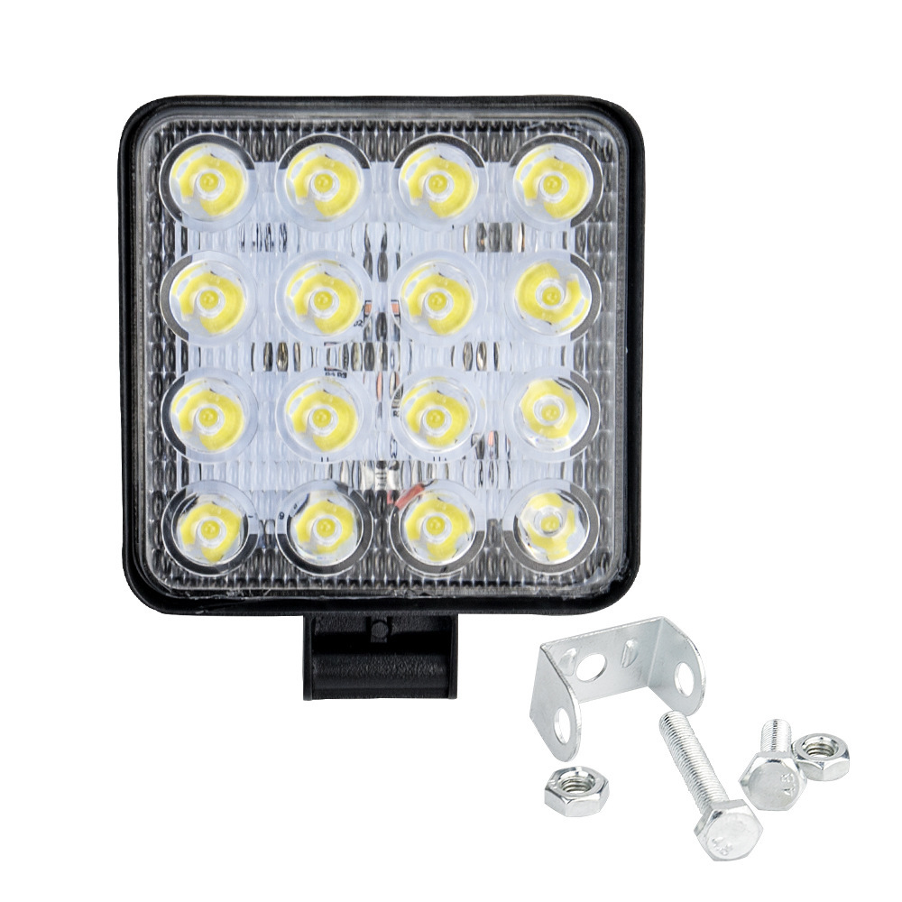 Фонарь светодиодный квадратный 16LED 48W (фара рабочего света) 9-80 Вольт, 32MM 1 шт. (3) Арт. КВ-16