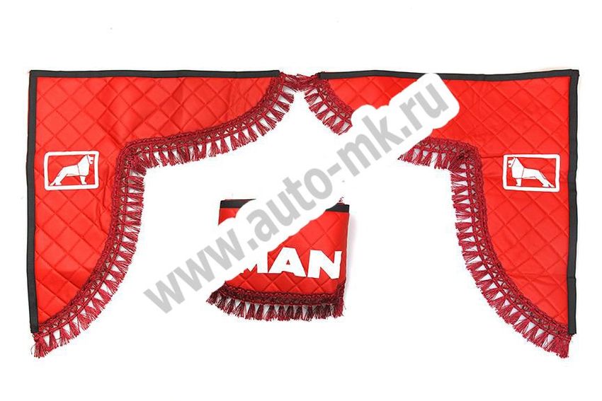 Ламбрекен лобового стекла с углом MAN эко-кожа (красный) (1) Арт. 19932