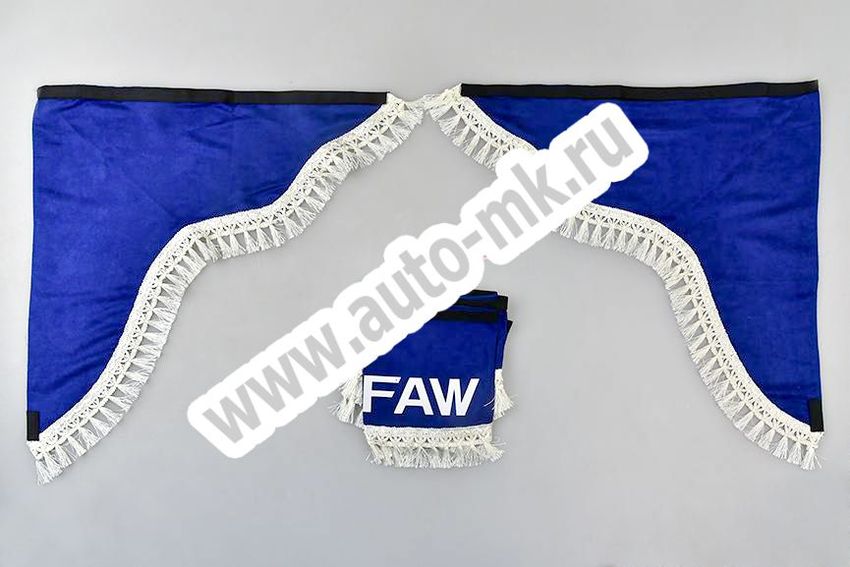 Ламбрекен лобового стекла с углом FAW (польская ткань) синий (1) Арт. 13471