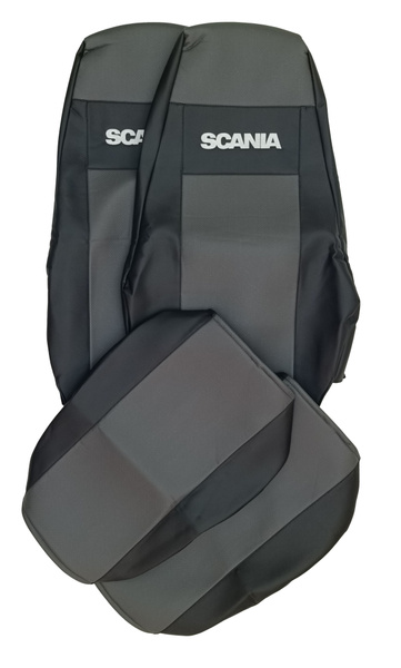 Чехол-сиденья ЭКО КОЖА (серый) SCANIA 5 серия (2 ремня  2 высоких) 119786 (1) Арт. 13267