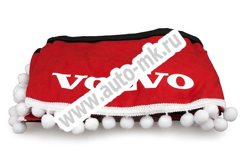 Ламбрекен лобового стекла с углом VOLVO (польская ткань) красный (1) Арт. 10799