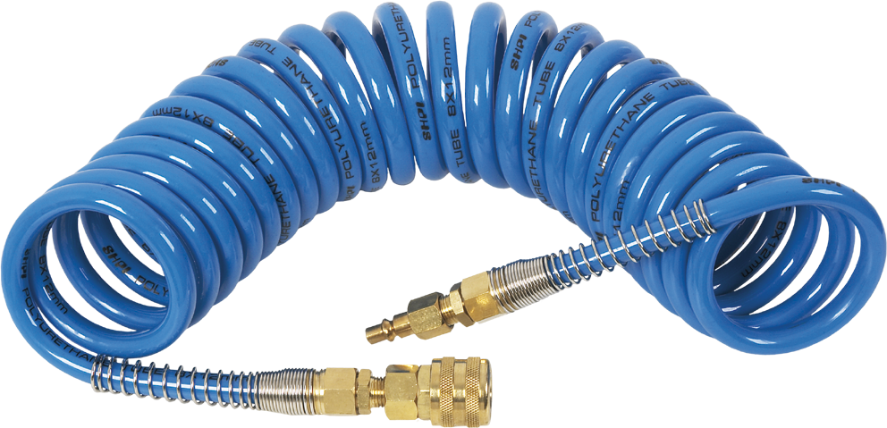 Шланг подкачки с быстросъемом спиральный 10 м ЕВРО (Синий) Арт. 10515