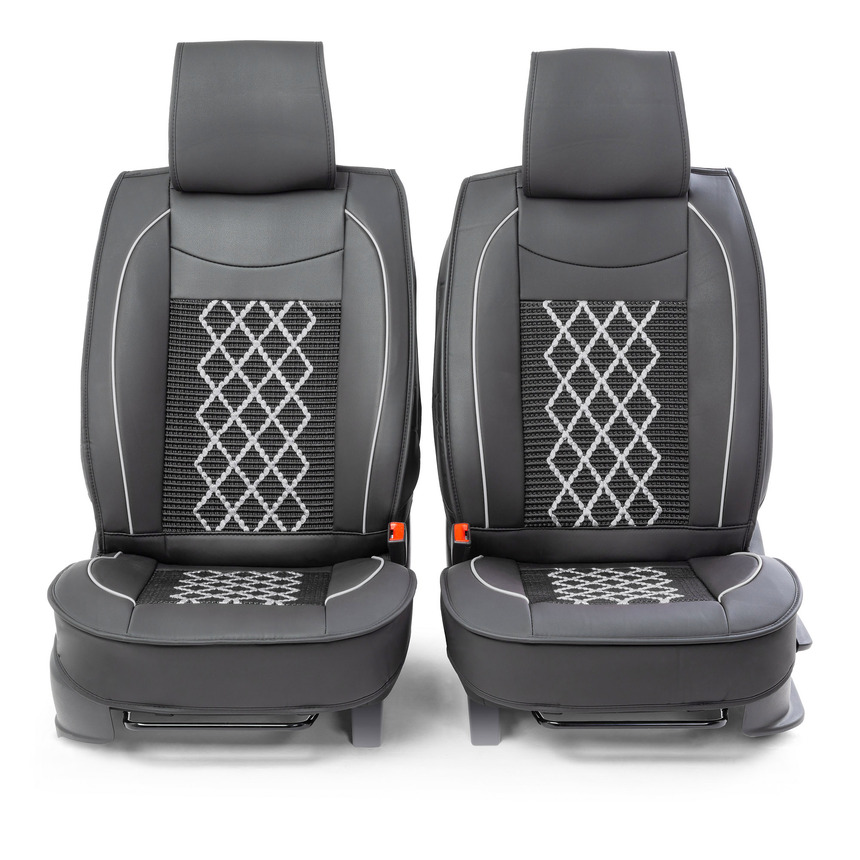 Каркасные накидки на передние сиденья  Car Performance , 2 шт., экокожа CUS-2092 BK GY (2) Арт. CUS-2092BK GY