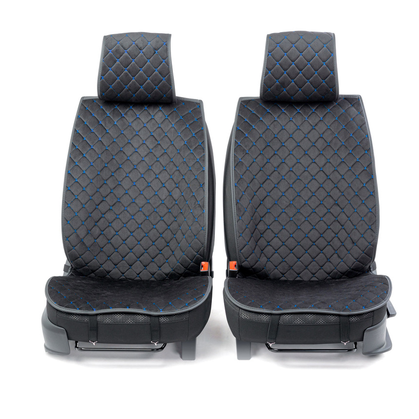 Накидки на передние сиденья  Car Performance , 2 шт., алькантара CUS-1012 BK BL (2) Арт. CUS-1012BK BL