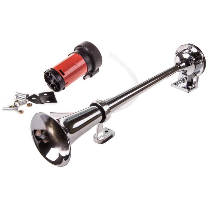 Сигнал звуковой воздушный 1-о рожковый  24 V хром с компрессором ST-1019 (1) Арт. 978